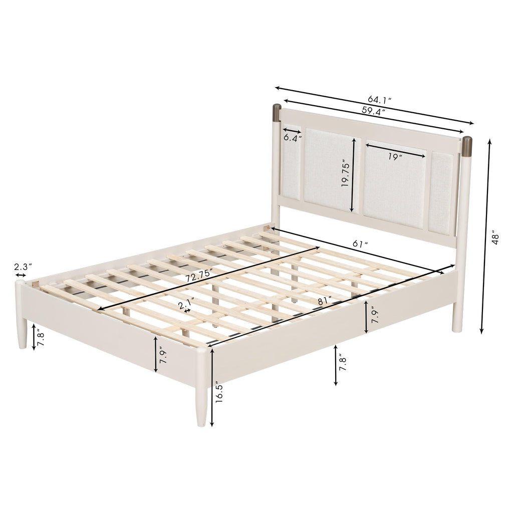 Solid Wood Queen Bed with Heavy Duty Support.
