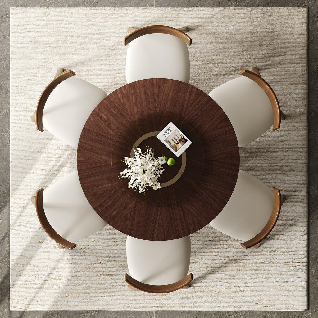 47 Inch Solid Wood Dining Table Set for 6.