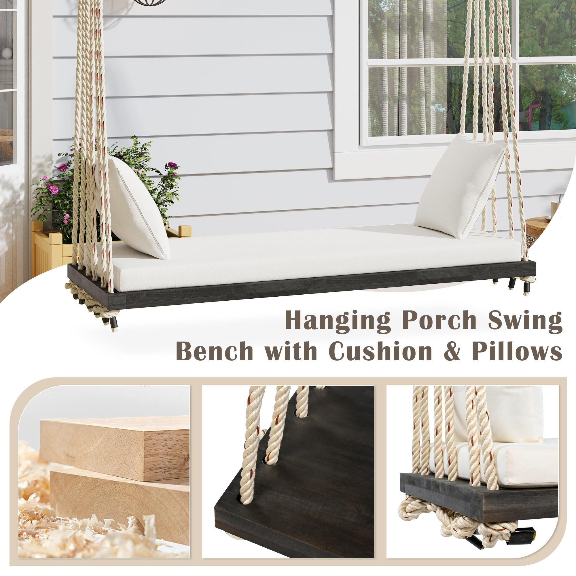 TOPMAX Wooden Swing Chair for Garden and Patio.