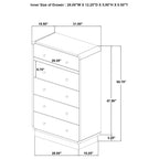 Burton Black 5-Drawer Chest of Drawers for Bedroom Storage.