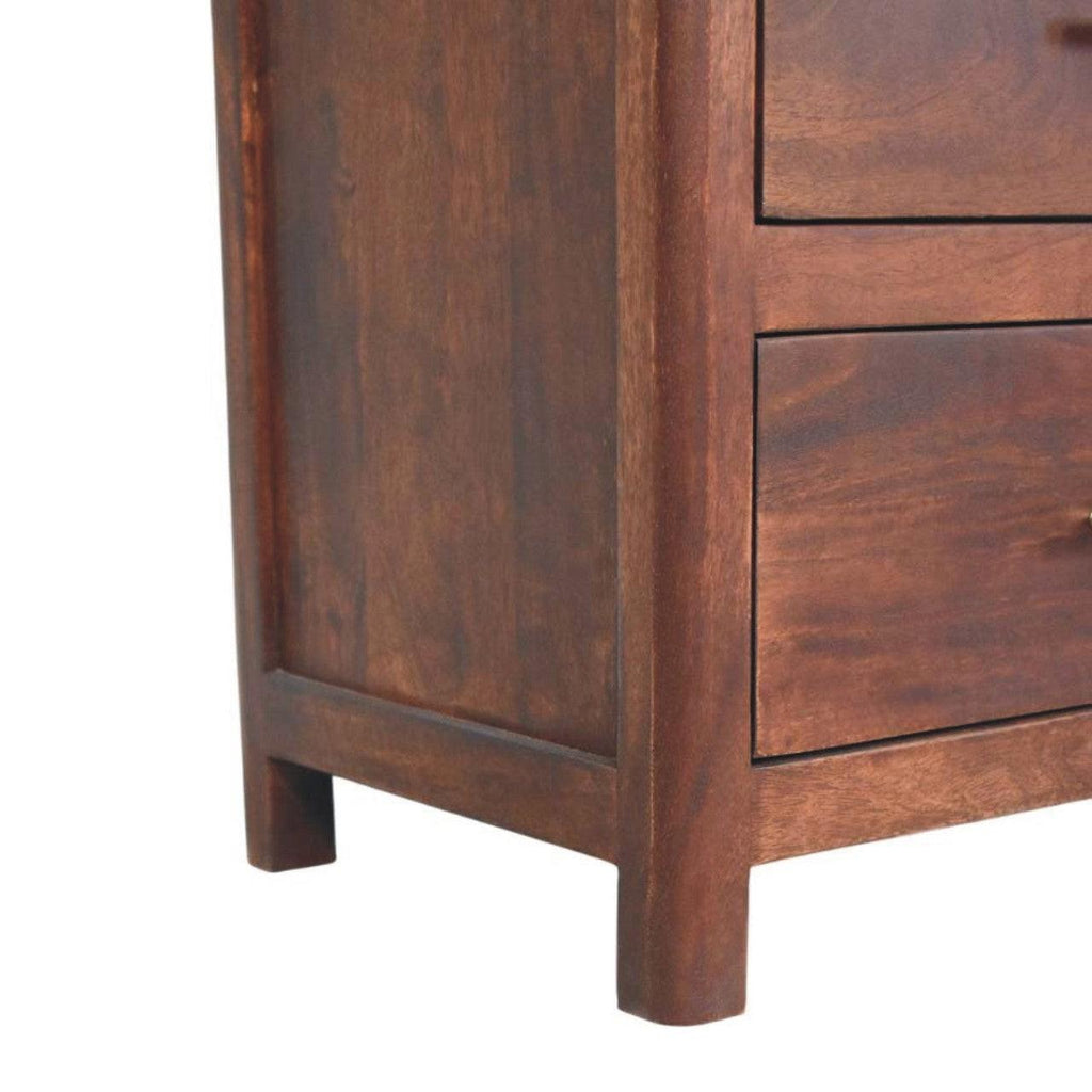 Solid Wood 3 Drawer Chest with Arched Edge Design.