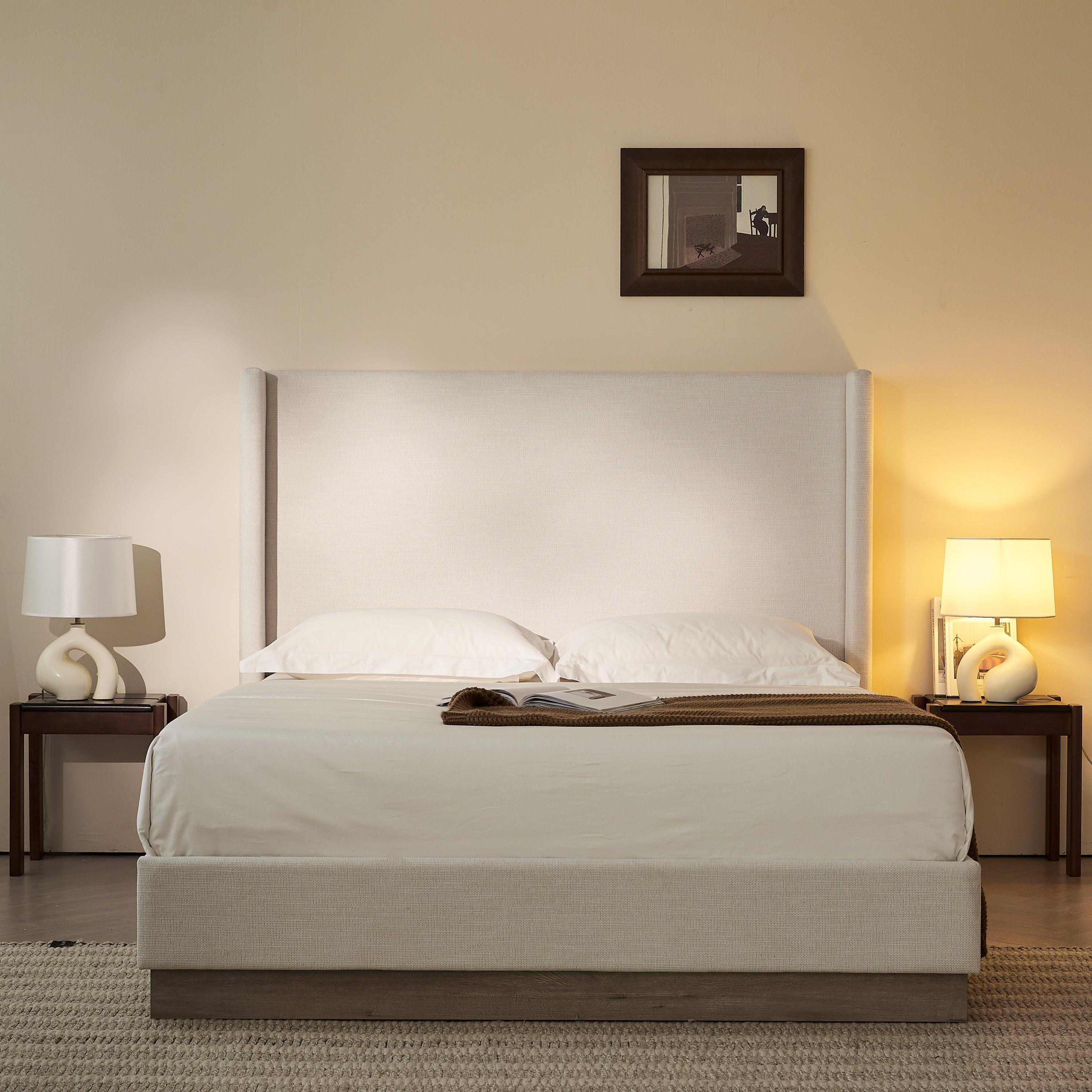 Hosford Upholstered Wingback Bed Queen Size.