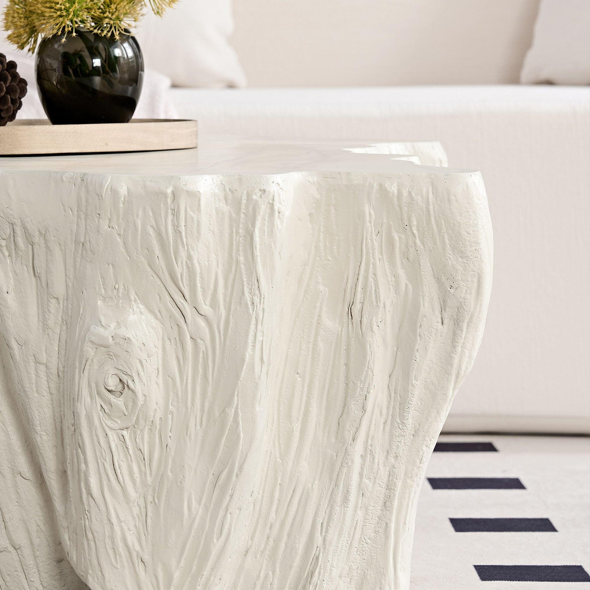 Sturdy Unique Shape Coffee Table - Beige Fiberglass Design.