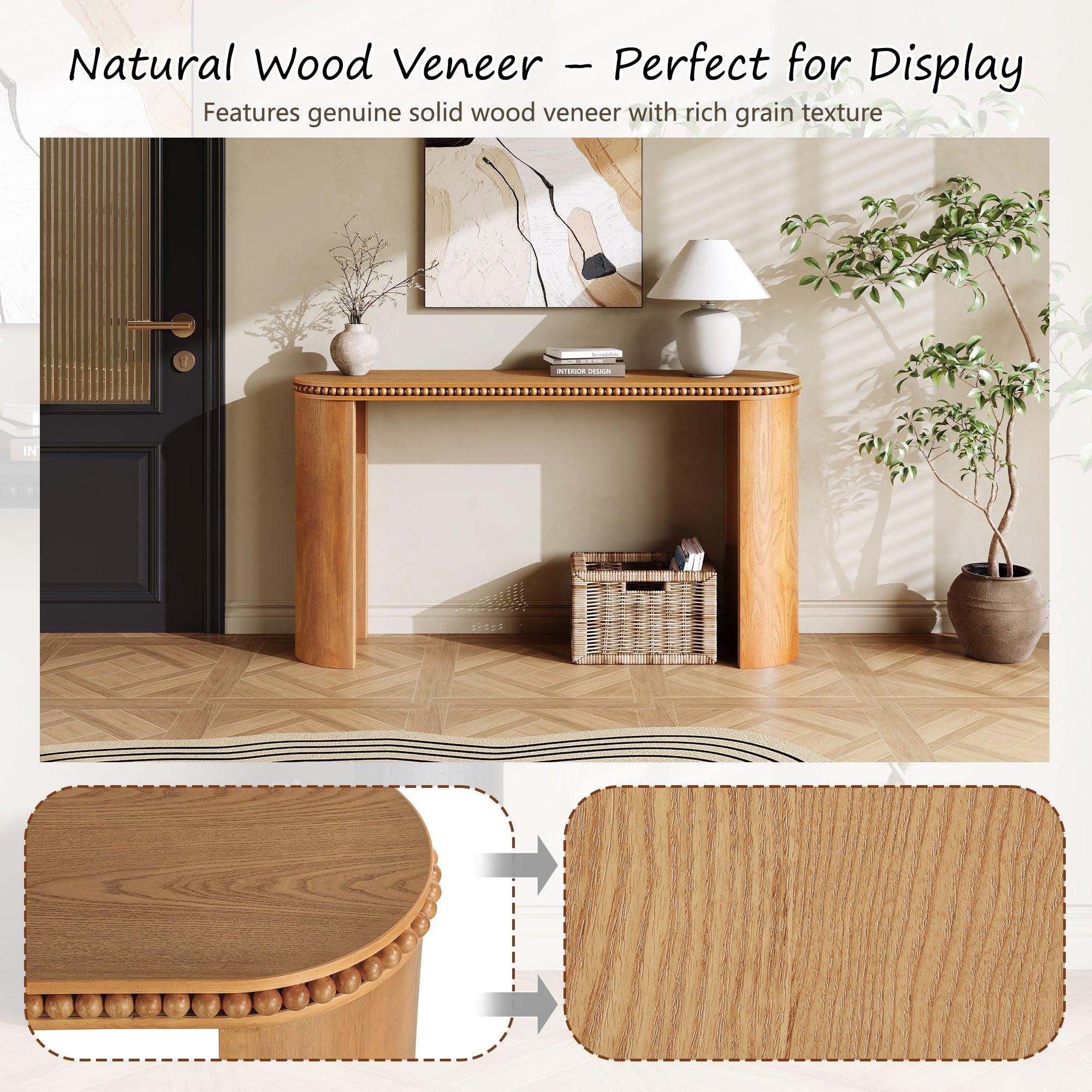 Vintage Beaded Console Table with Reversible Curved Legs.