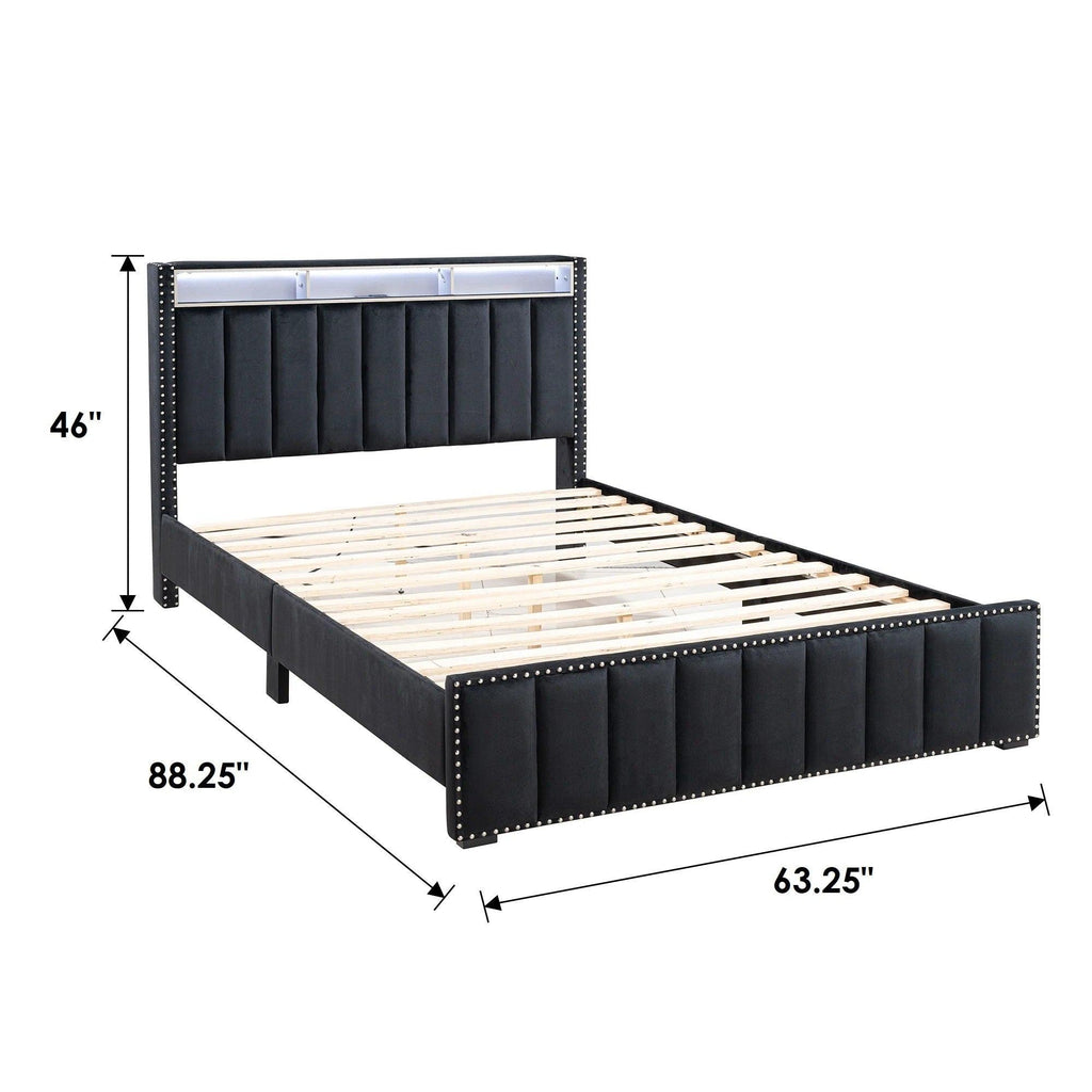 Luxury Queen Size Bed And 2 Nightstands Furniture Set.