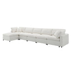 130' Modular Sofa Bed - Convertible 6 Seat Sectional in white chenille with left-facing chaise, ideal for flexible seating in modern living rooms.