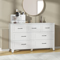 7-Drawer Wide Metal Dresser in White - Low Profile Storage Cabinet