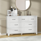 7-Drawer Wide Metal Dresser in White - Low Profile Storage Cabinet