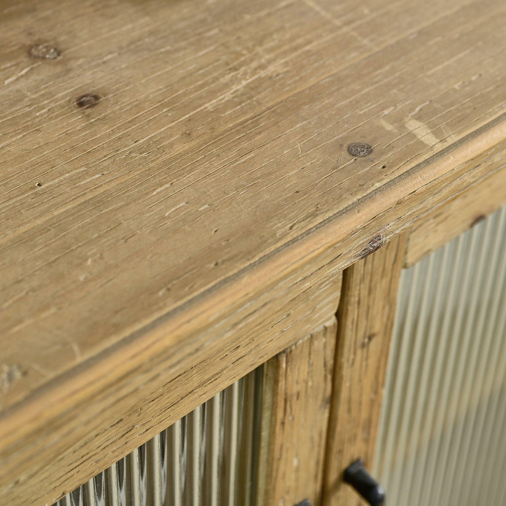 Wooden Sideboard Cabinet with Glass Doors for Storage.