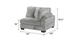 Bentley Modular Sectional Sofa corner unit in gray, measuring 45x45 inches, crafted with corduroy fabric and deep cushioned comfort.