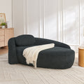 Modern Oval Single Lazy Sofa Chair with Pillow and Side Armrest-Black