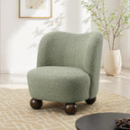 Green Boucle Fabric Accent Chair with Ball Feet.