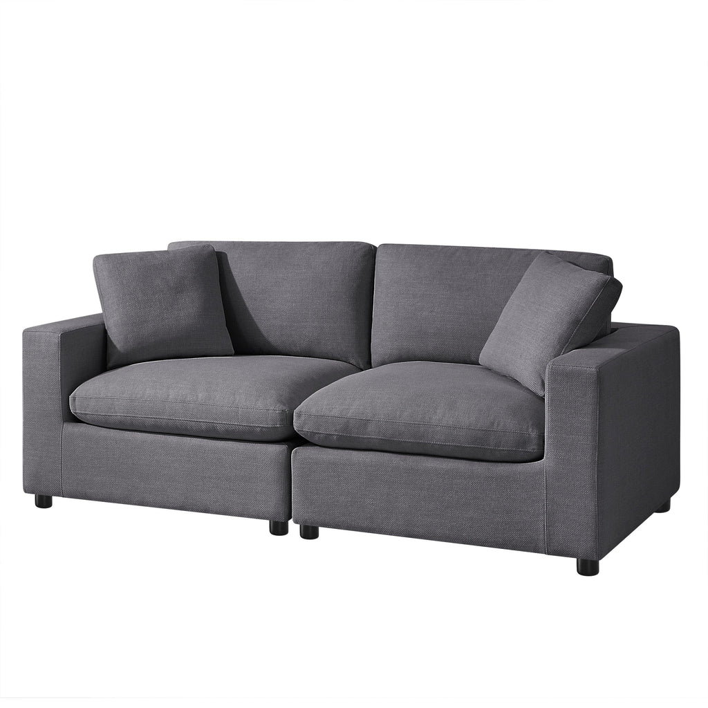 Cassandra Modular 2-Piece Sofa in Charcoal Grey with Plush Polyester Upholstery and Removable Cushion Covers.
