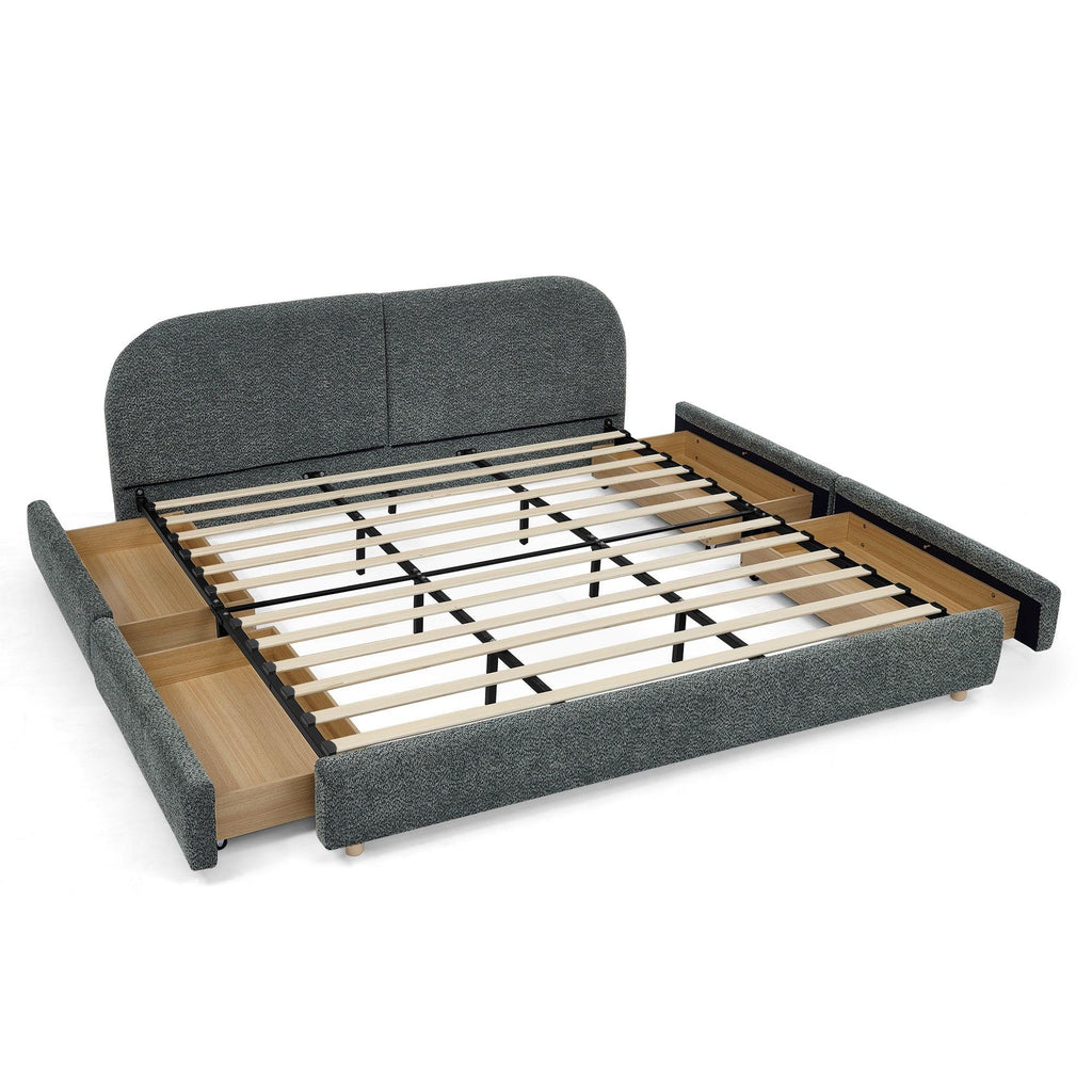 King Size Upholstered Bed Frame with Storage and Headboard.