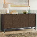 Walnut Brown 4 Door Sideboard Buffet for Storage.