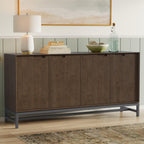 Walnut Brown 4 Door Sideboard Buffet for Storage.