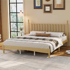 King Size Wood Platform Bed Featuring a Gourd Shaped Headboard.