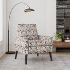 Enna Amber Damask Accent Chair with Dark Brown Wood Legs