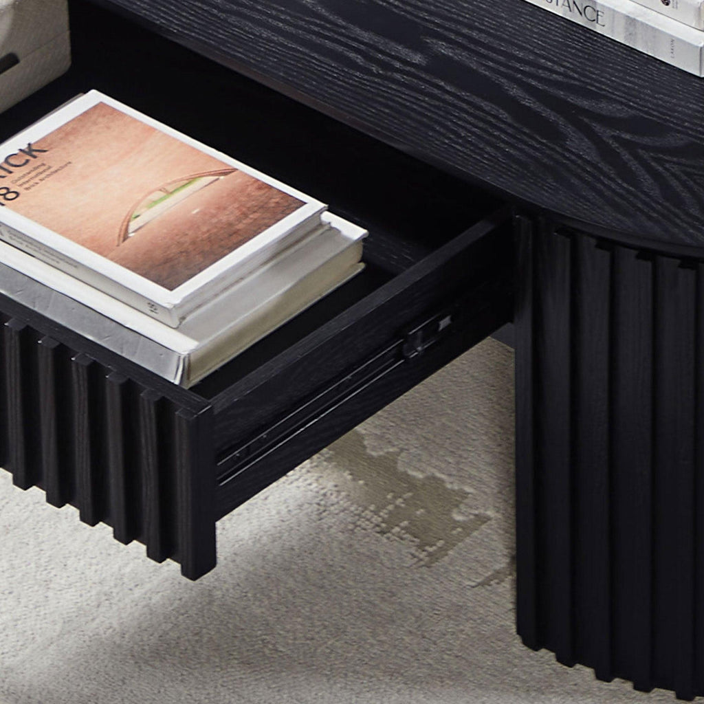 51.18'' Oval Coffee Table with Drawer for Modern Living Room.