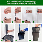 Square Planter for Indoor or Outdoor Use, 22-Inch High Faux Rattan Design Flower Pot with Automatic Watering System for Porch, Patio, Backyard, Makes Keeping Flowers Easier (Pack of 2, Black)