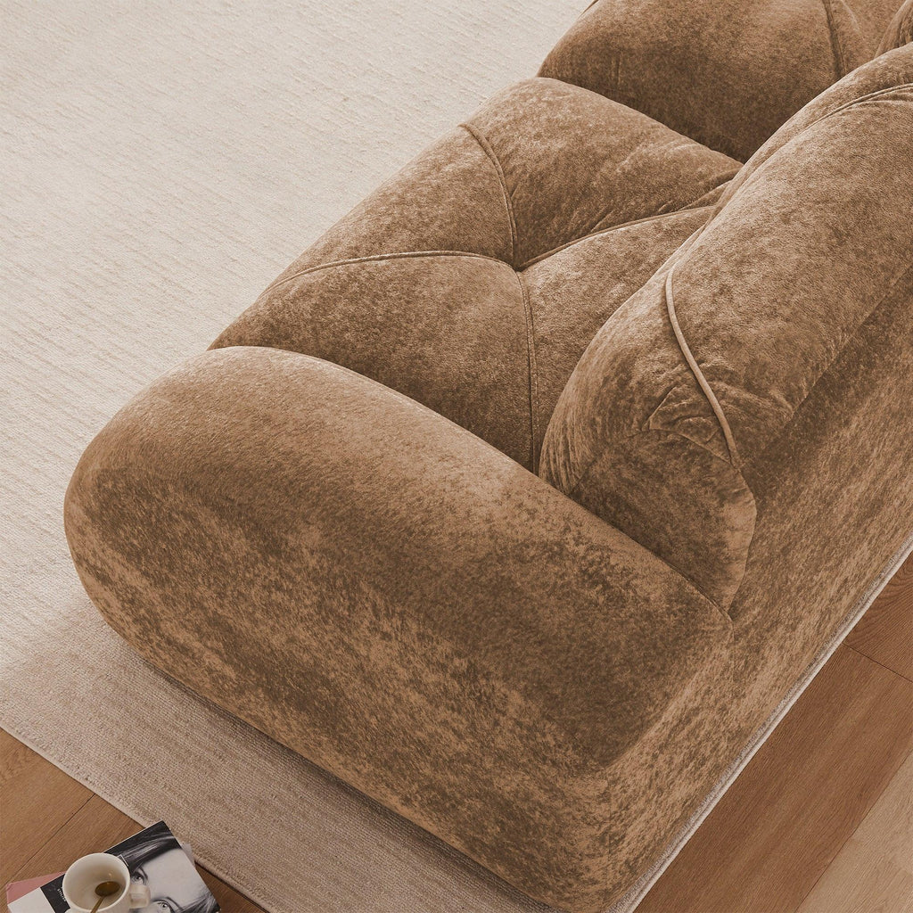 Modern Velvet Sofa Set - 2 Piece Deep Seat Couch.