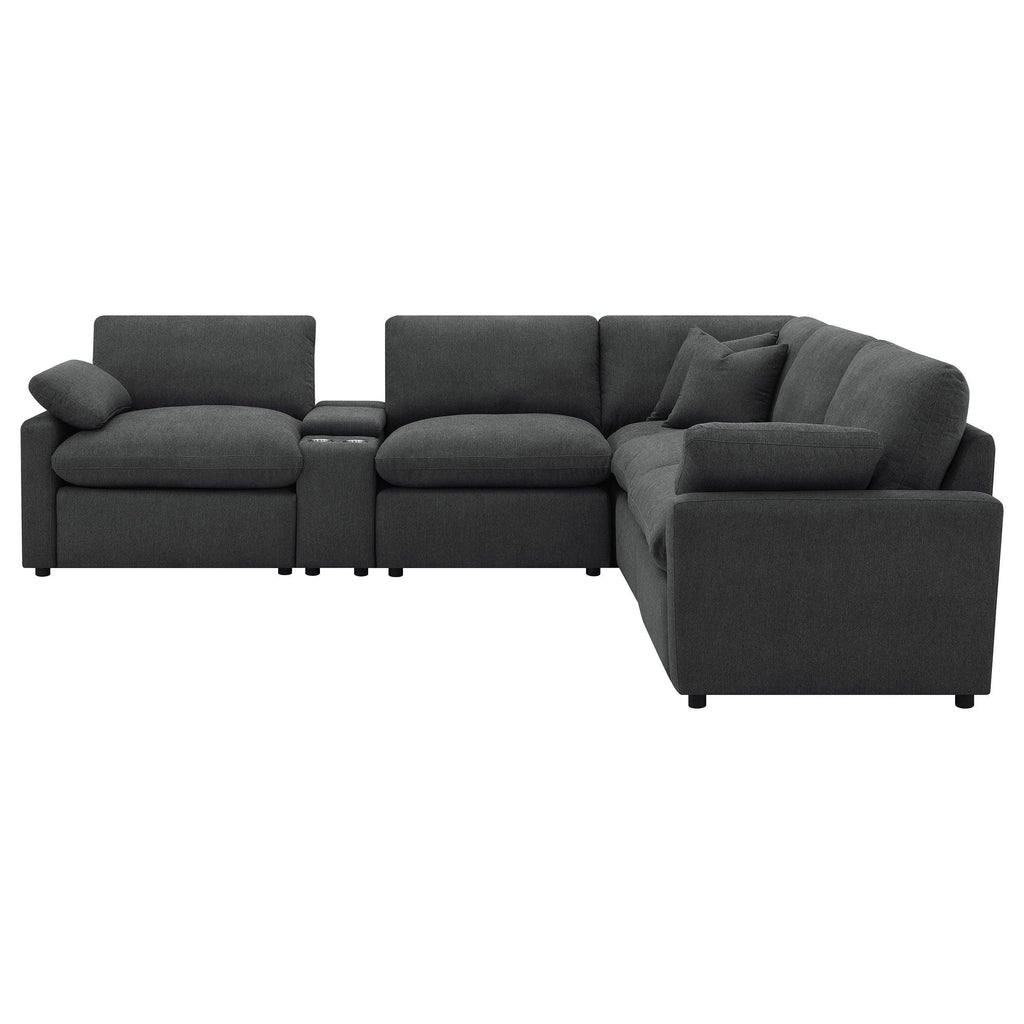 Hollander Dark Grey Modular Power Reclining Sectional Sofa.