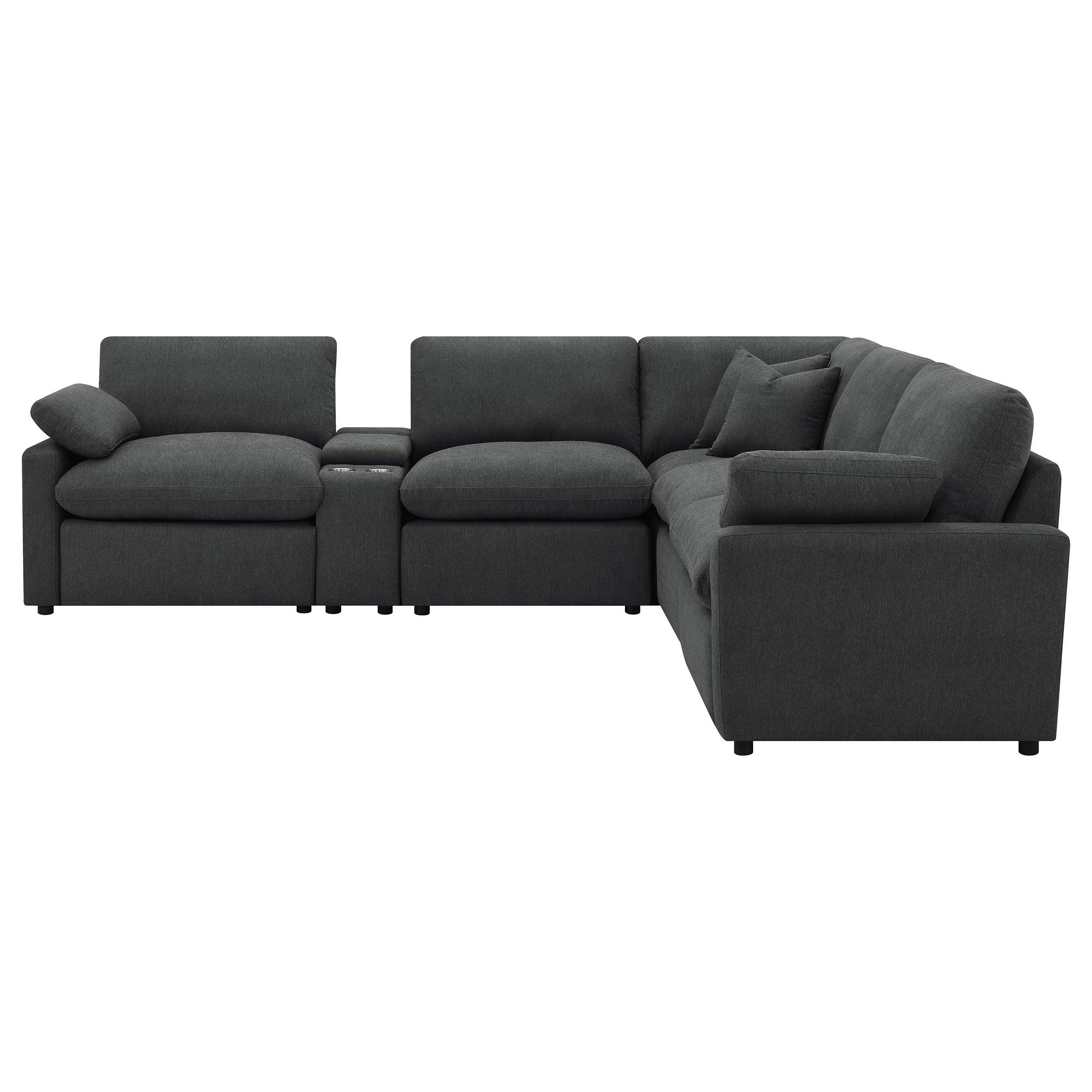 Hollander Dark Grey Modular Power Reclining Sectional Sofa.