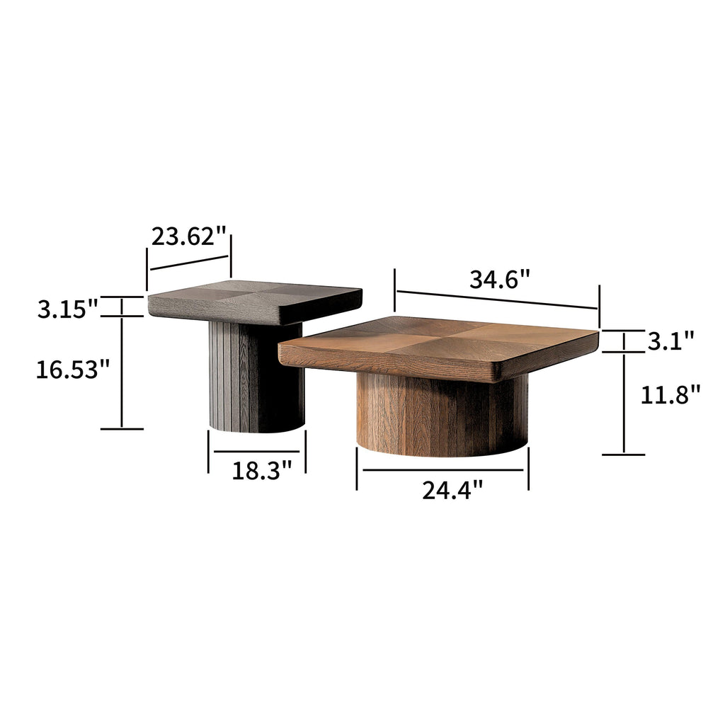 Wood Nesting Coffee Table Set for Versatile Living Room Use.