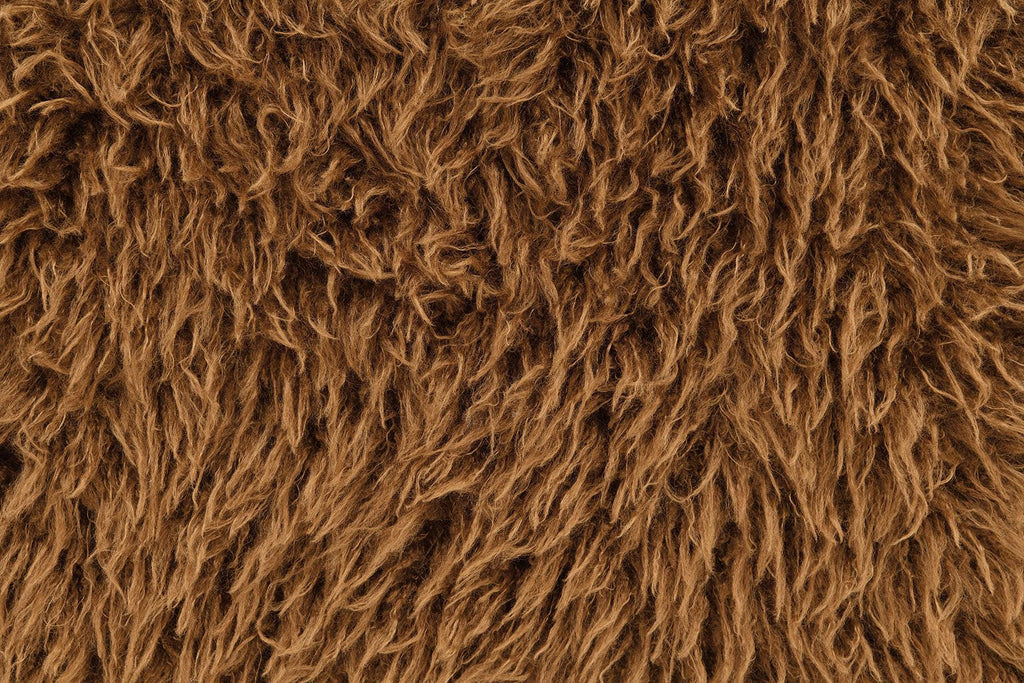 Camel Brown Faux Fur Accent Swivel Chair with Pillow.