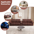 5-Piece Modular Leather Sofa - Dark Brown Comfort.