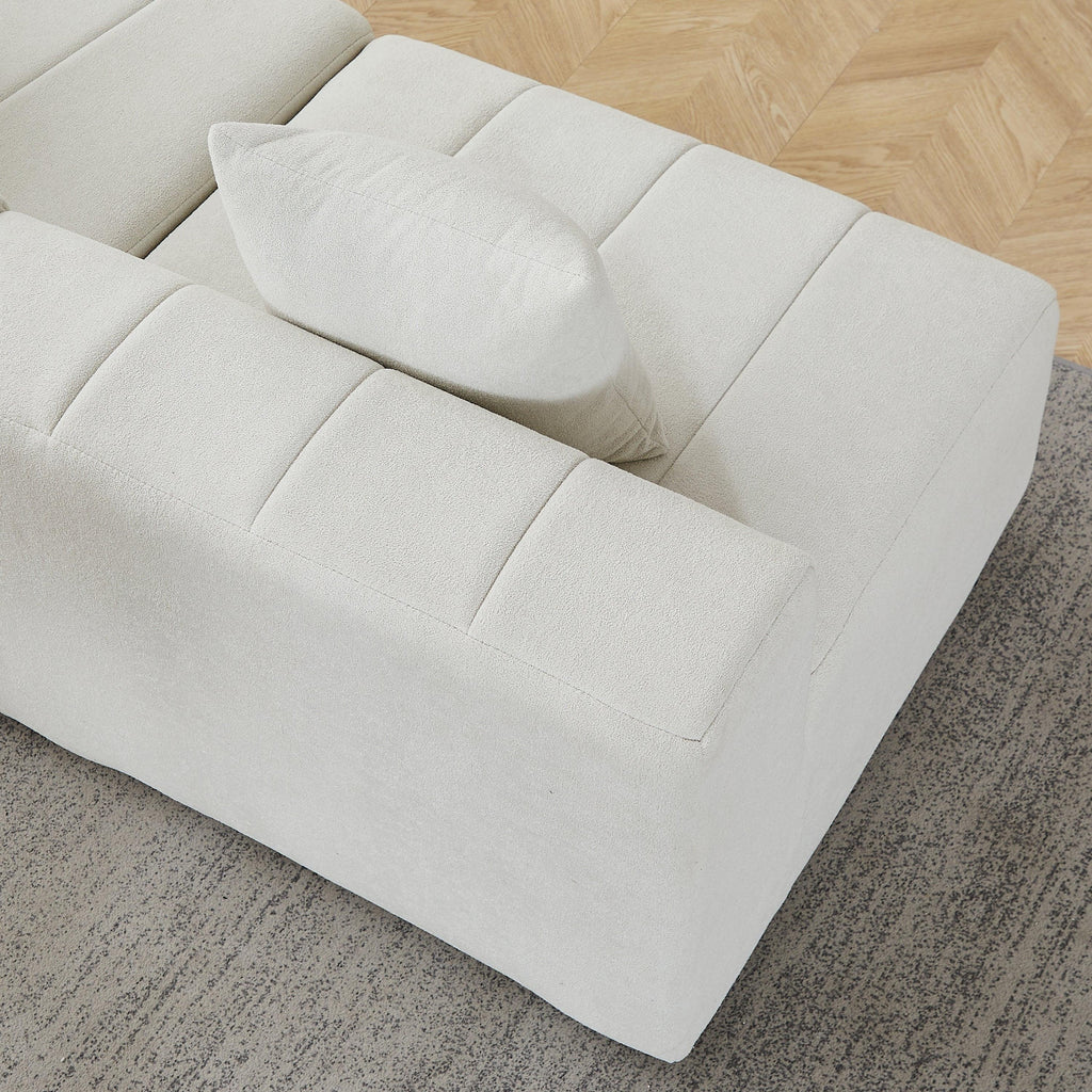 Chenille Sectional Sofa with Pillows for Living Room.