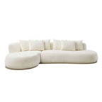 Oversized L-Shape Sectional Sofa Beige with Chaise and plush cushions, modern curved design ideal for spacious living rooms.