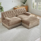 Modular Velvet Chesterfield Sofa with Tassel Skirt.
