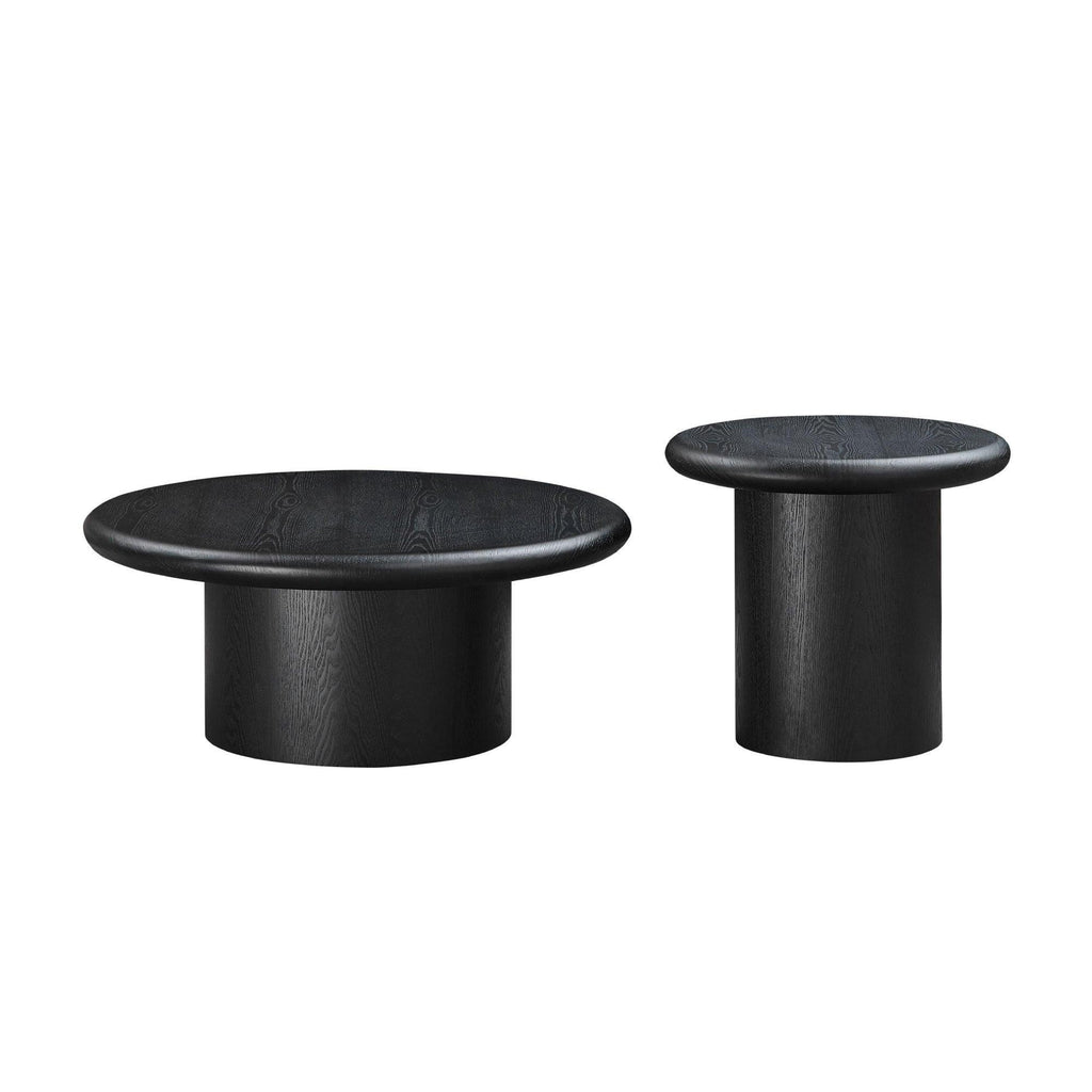 2-Piece Modern Round Coffee Table Set - Easy Assembly.