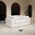 Modular Sectional Sofa - White Plush Corduroy Fabric.