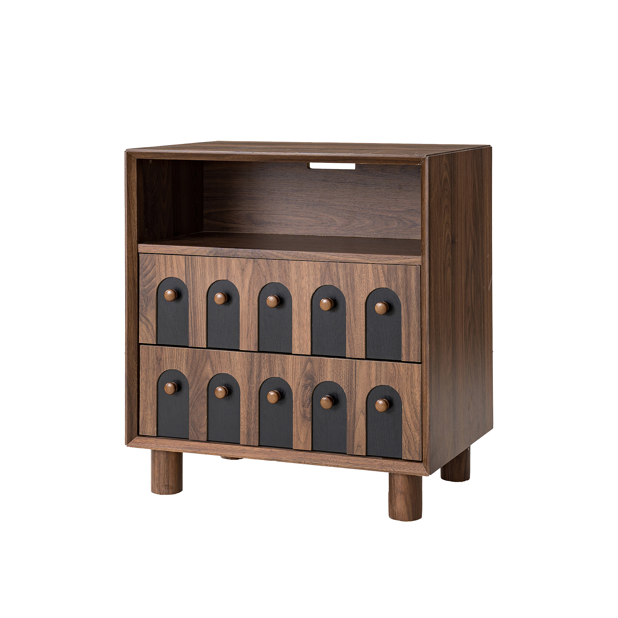 Modern Nightstand with Charging Station & Storage Drawers.