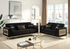 Antigua 5-Seater Chenille Living Room Set in Black and Gold