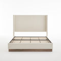 Hosford Upholstered Wingback Bed - Full Size with Wood Base.