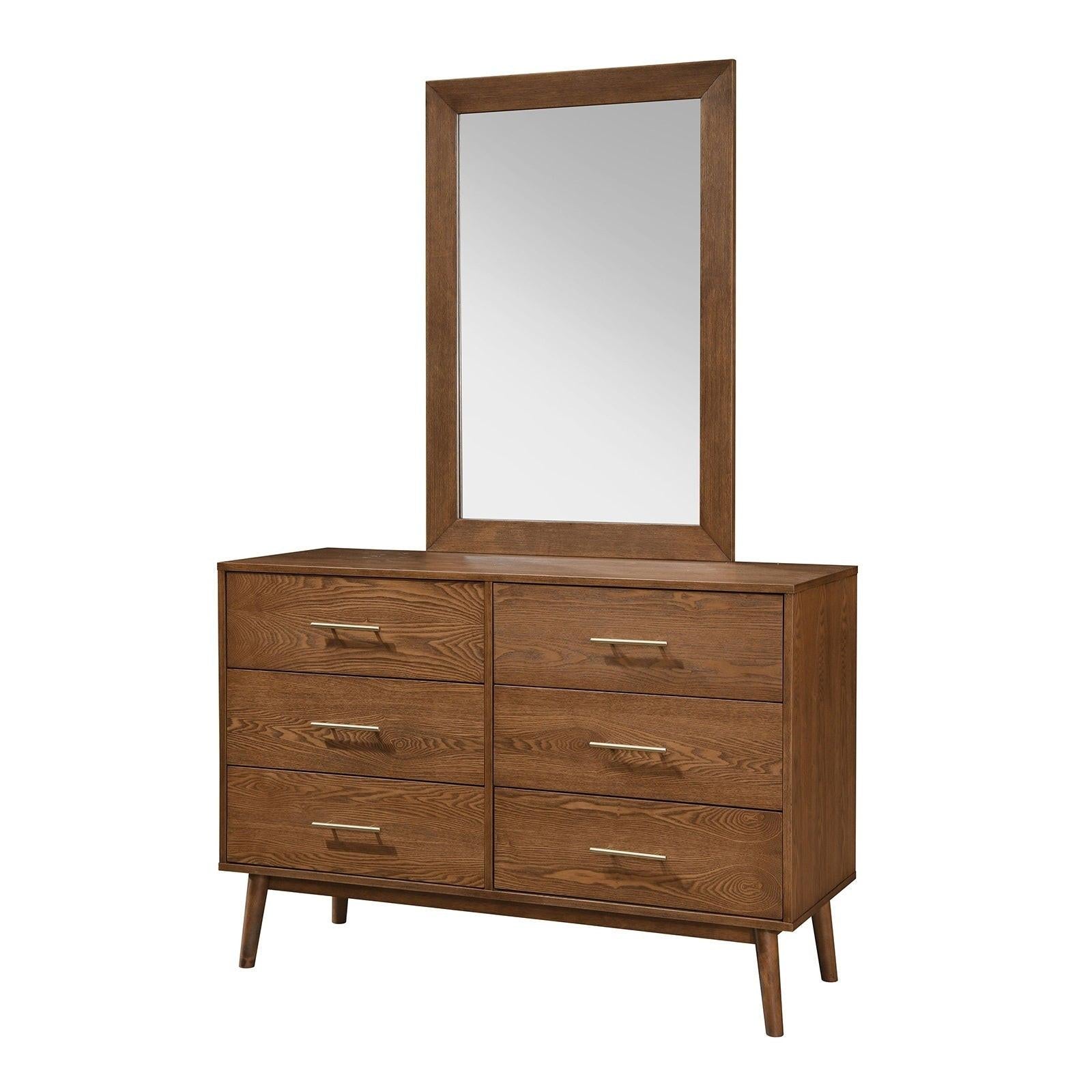 Walnut Dresser - Mid-Century Modern 5-Drawer Storage.