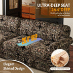 Black Floral Cloud Couch - 3&4-Seater Oxford Fabric Sofa.