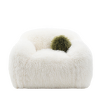 Contemporary White Swivel Chair with Ball Pillow.