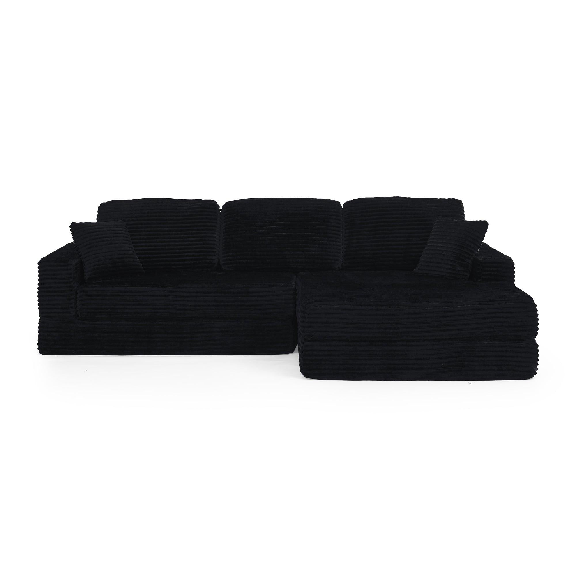 Modern Modular Sectional Sofa in Black.