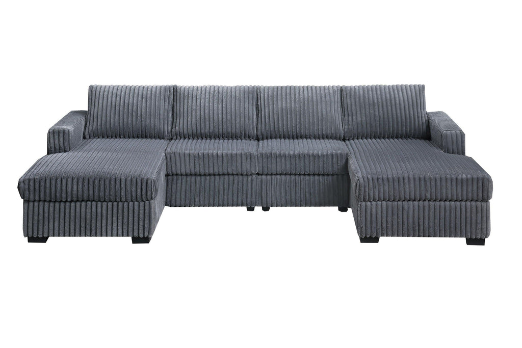 Dark Gray U-Shaped Sectional Set for Comfortable Living Space.