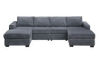 Dark Gray U-Shaped Sectional Set for Comfortable Living Space.