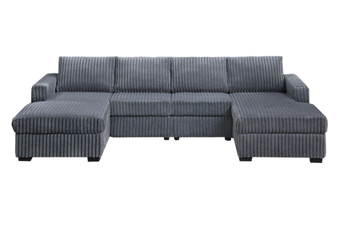 Dark Gray U-Shaped Sectional Set for Comfortable Living Space.