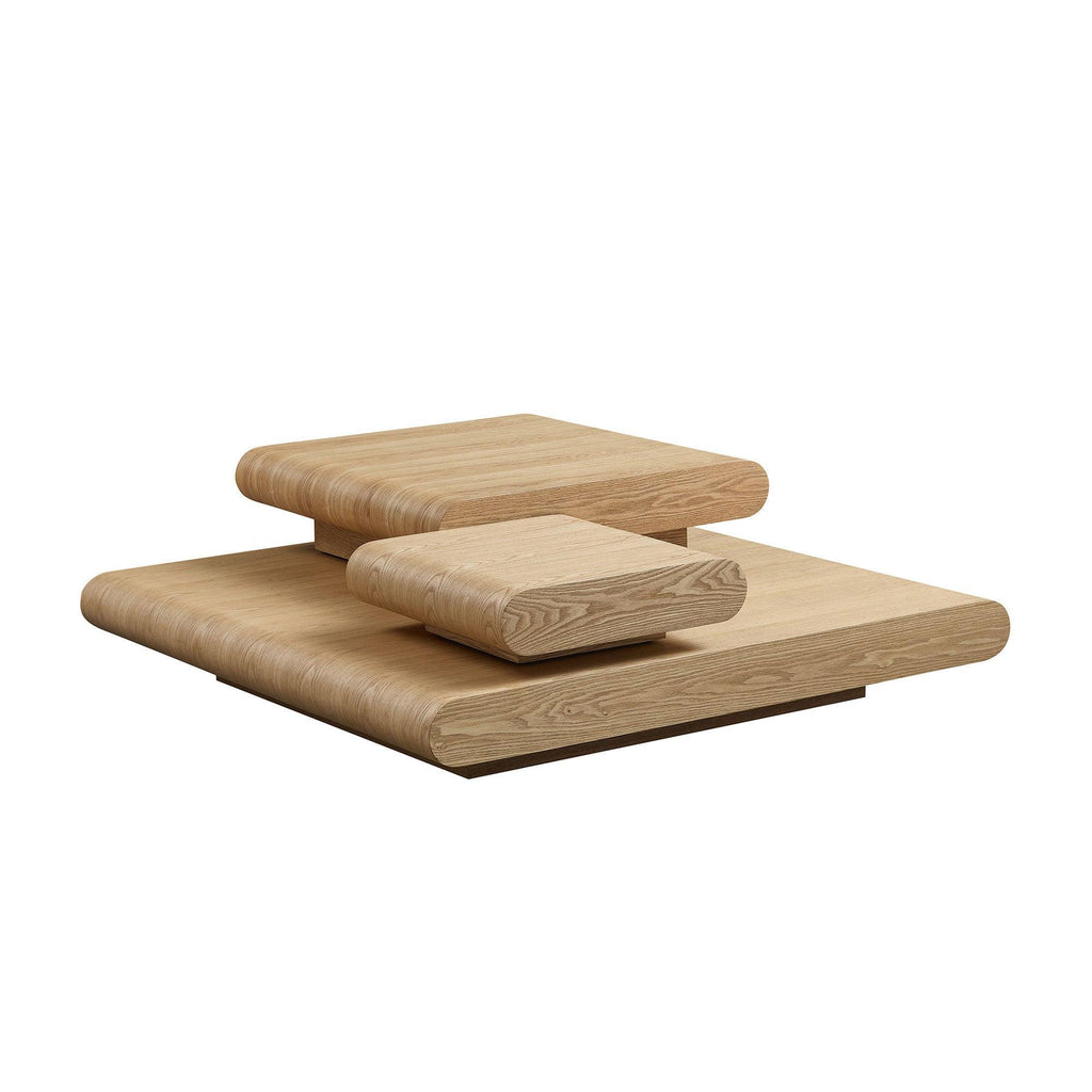 3-Piece Modular Stacking Coffee Table with Natural Look.