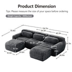 Modular Sofa Dark Grey - Boneless Design with chaise layout and detailed dimensions. Plush, anti-slip seating ideal for flexible room setups.