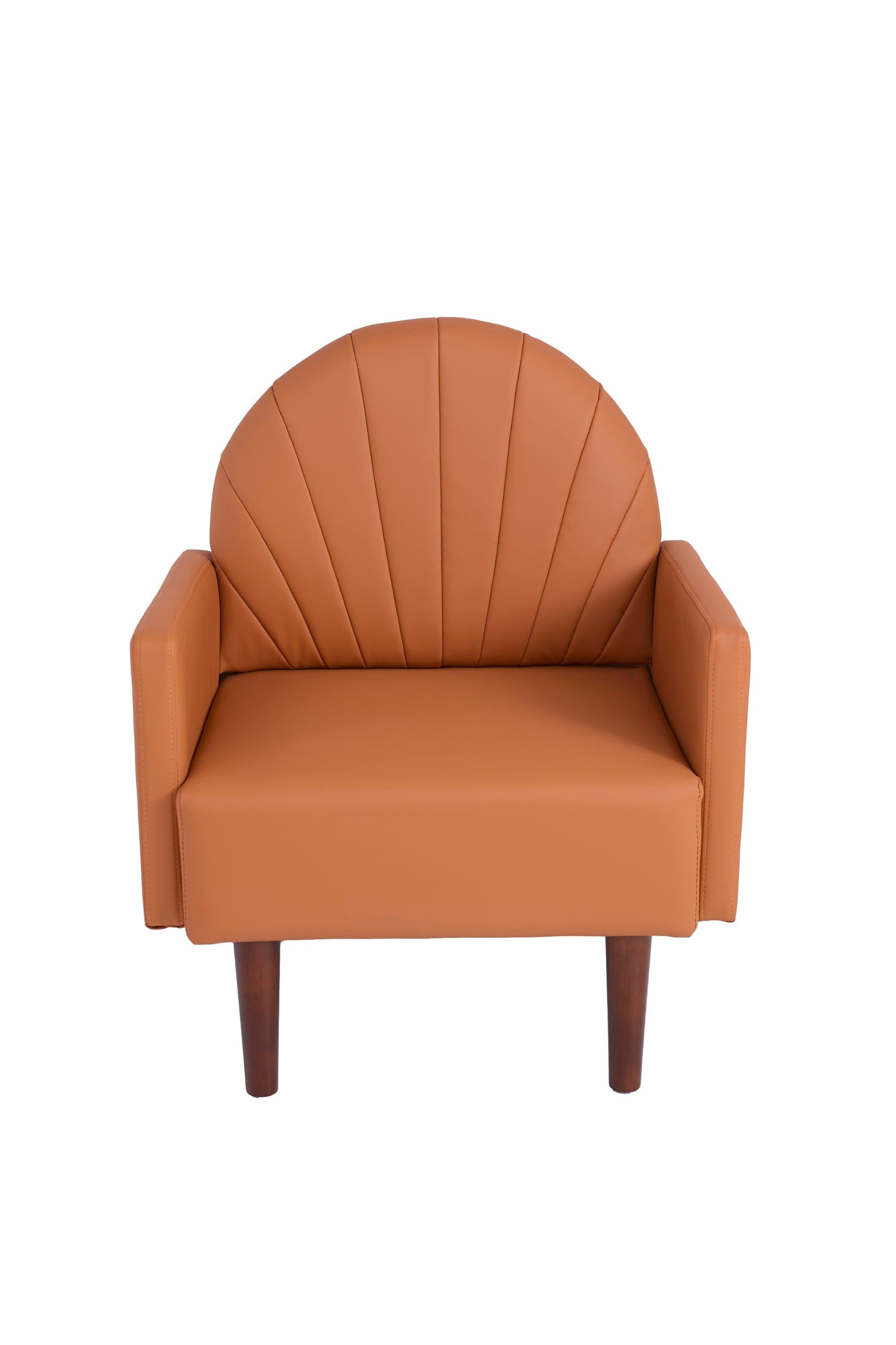 Shell-Shaped Armchair with PU Leather Upholstery.