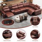 6-Piece Modular Leather Sectional Sofa for Living Room.