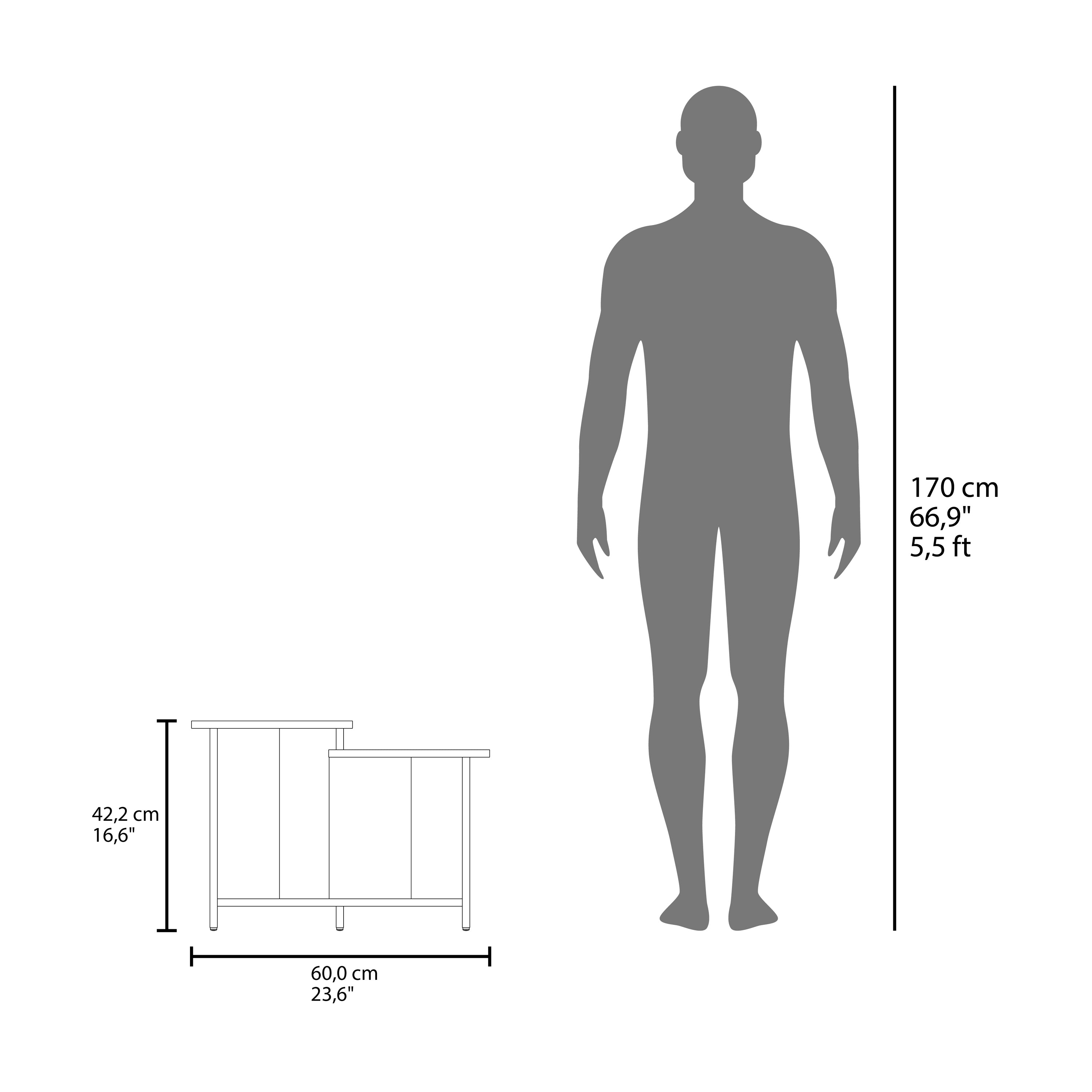 Weman 23.6 W Coffee Table with Open Shelf Living Room, Home Office Storage Light Oak